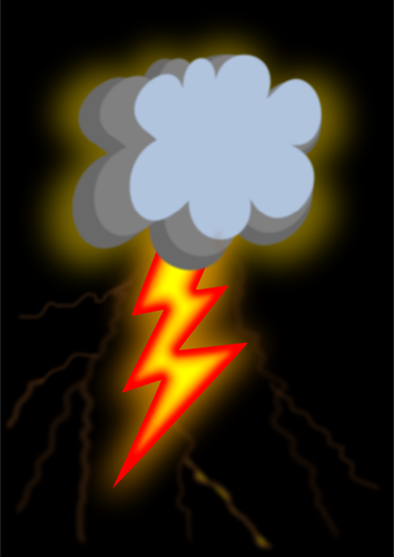 Vector drawing of cloudy day with lighting weather icon