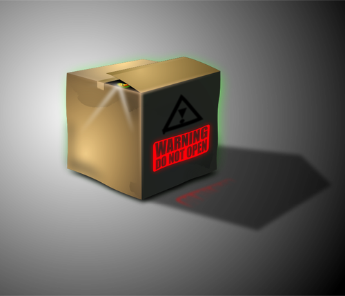 Vektorové ilustrace box s neotevírejte varovným signálem na něm