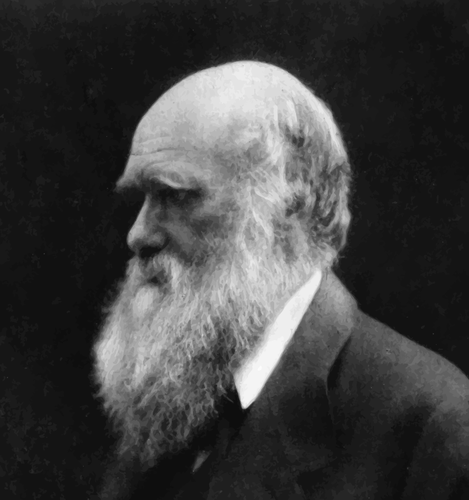 Charles Darwin mustavalkoisena