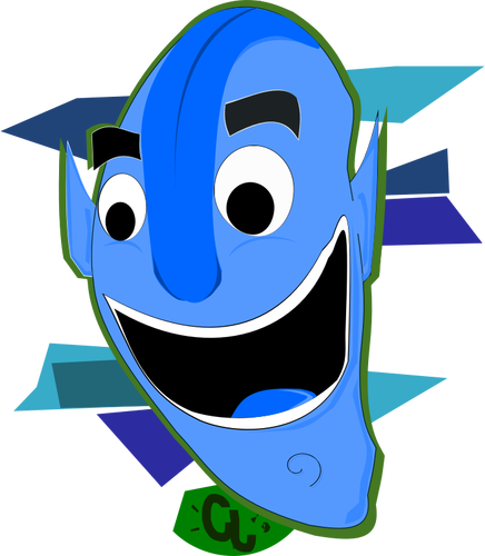 Clip-art vector de grande personagem de cabeça azul