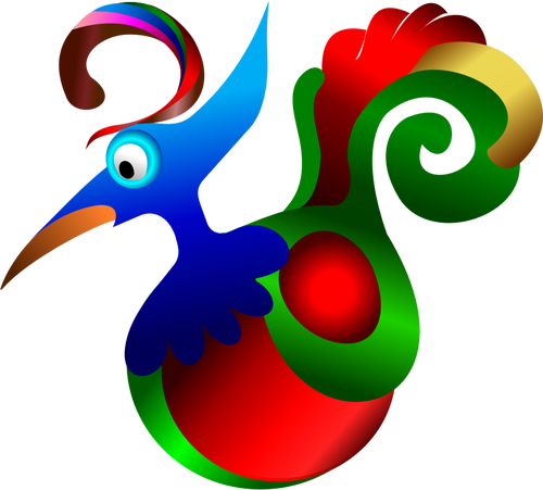 Vetor desenho em azul, desenho vermelho e verde pássaro decorativo