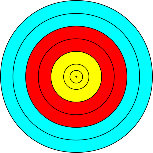 Vektorový obrázek modré, červené a žluté cílového kruhu