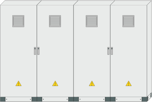 Elektrische Schränke mit Warnzeichen auf sie Vektor-illustration