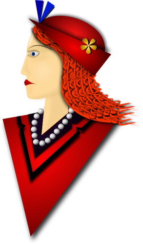 Vektorritning med elegant kvinna med röd hatt