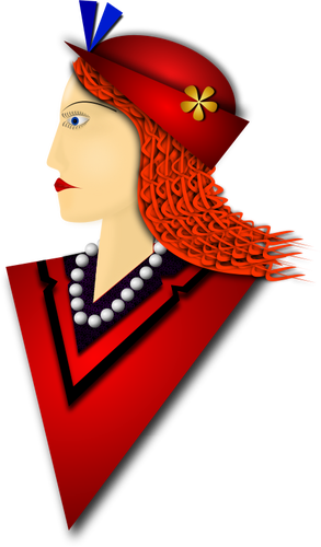 Vetor desenho da mulher elegante com chapéu vermelho