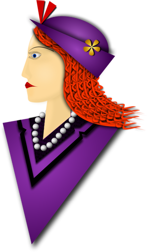 Vektor ilustrasi elegan wanita dengan topi ungu
