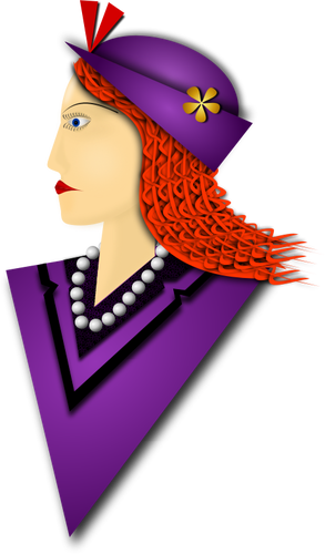 Ilustración vectorial de elegante mujer con sombrero violeta