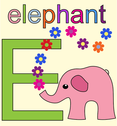 Éléphant avec Alphabet E