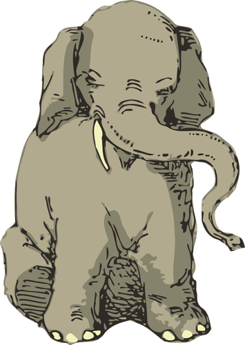 Sitting elephant vector sketch