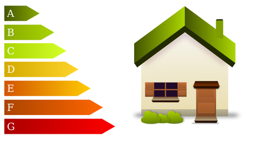 Ilustração do vetor de sinal em casa de eficiência energética