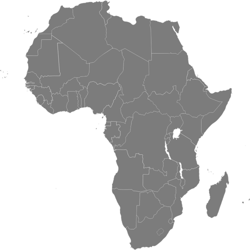 Karta över Afrika med Etiopien markerade vektorbild