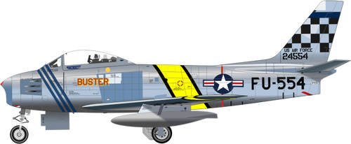 Vector de avión North American F-86 Sabre dibujar