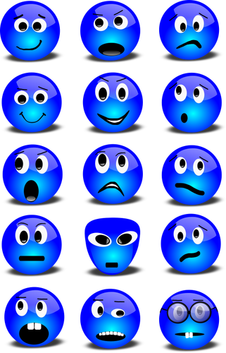 Seleção de emoticons azul