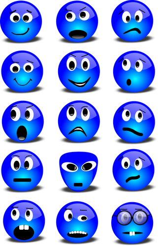 Selección de emoticonos azul