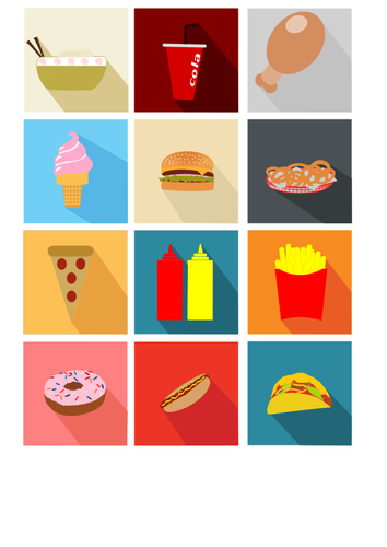 Immagine vettoriale icone di fast food