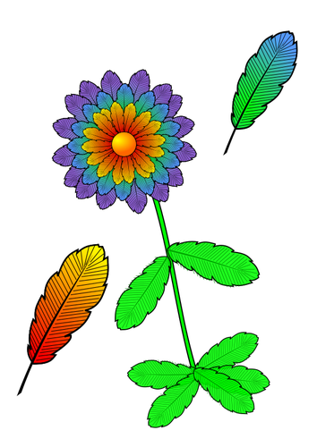 Ilustración vectorial de flor hecha de plumas