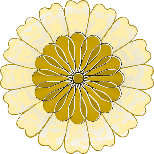 Dessin de ronde fleur jaune et or vectoriel