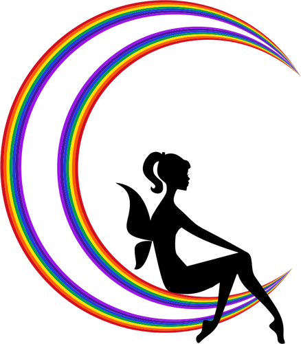 Fata sulla luna arcobaleno