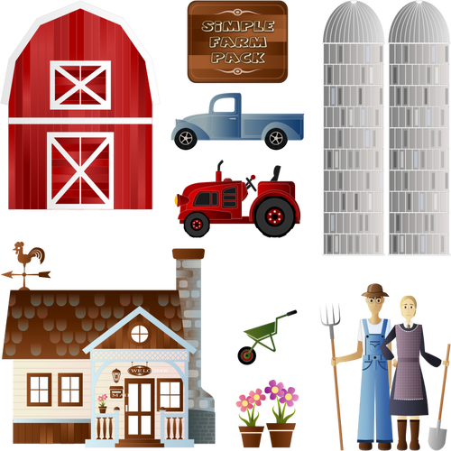 Vector afbeelding van boerderij cartoon pack