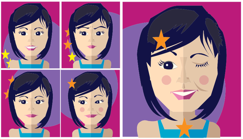 Cinco avatares de menina