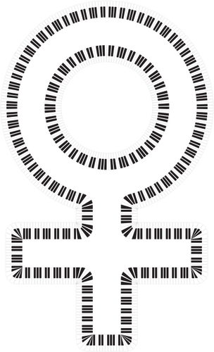 Ženský symbol a klávesy klavíru