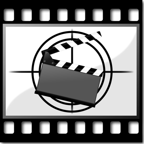 Clapperboard על רצועת סרט צילום וקטור תמונה