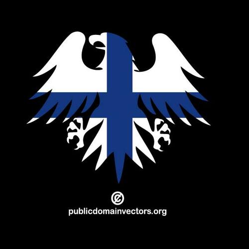 Águila heráldica con la bandera de Finlandia