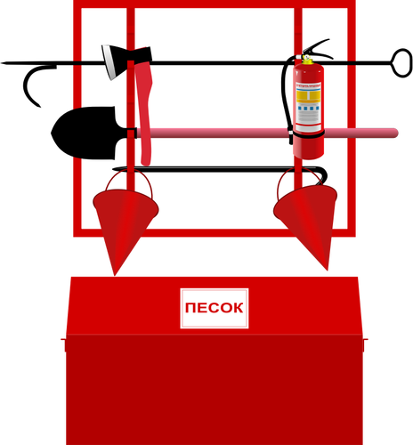 Combate a incêndios equipamentos stand desenho vetorial