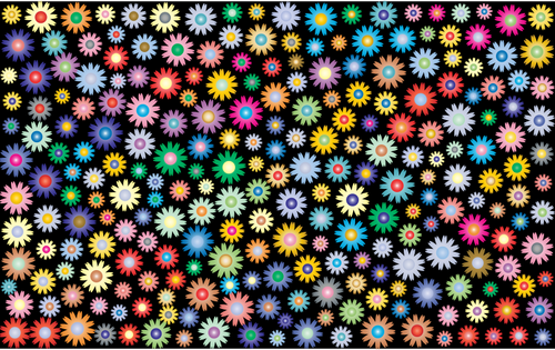 Färgglada blommor på svart bakgrund