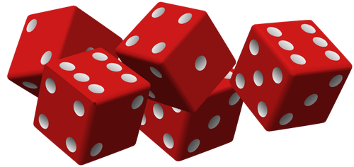 Five red dice