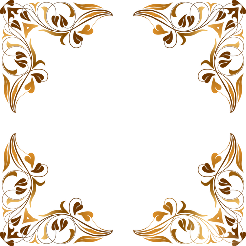 Vectorillustratie van vier floral hoek decoraties in bruin