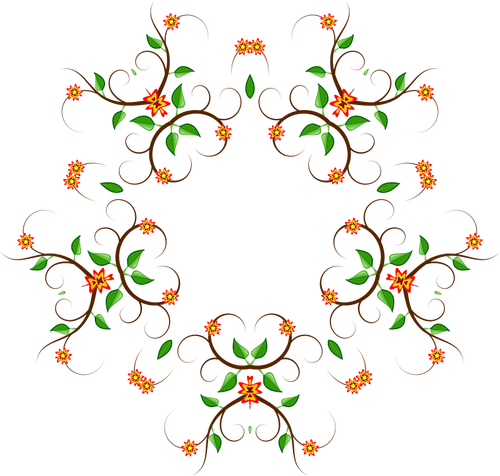 Lima cabang warna bunga pohon desain vektor grafis