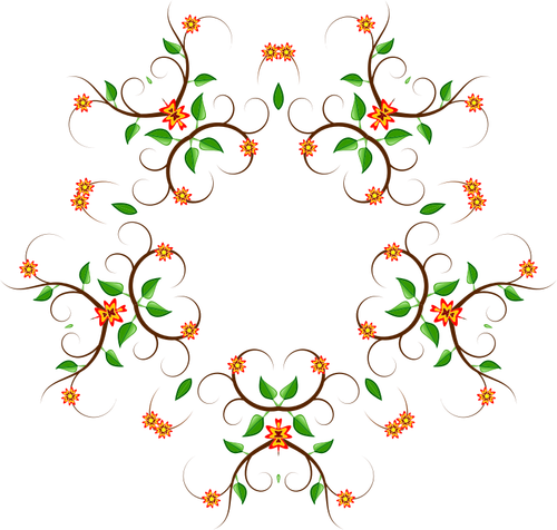 Fem stiftet färg blommig tree design vektorgrafik