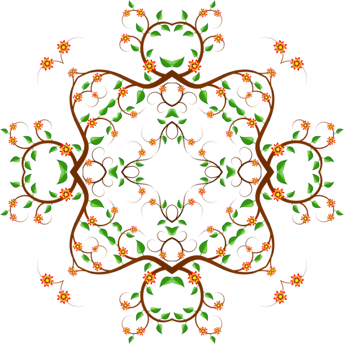 Vektorgrafikk utklipp firkantet floral tre design