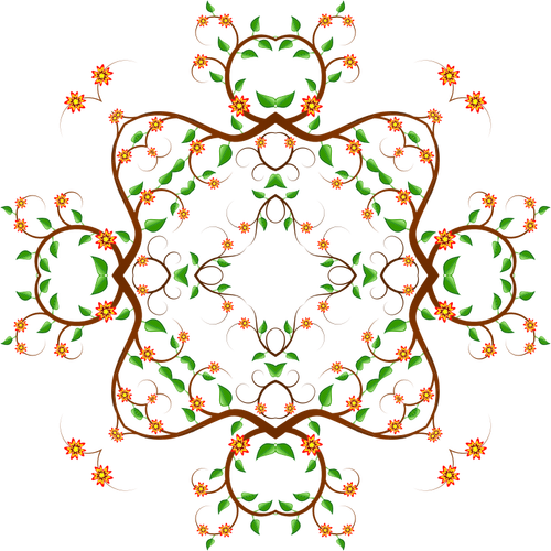 Clip-art de projeto de árvore floral quadrada vector