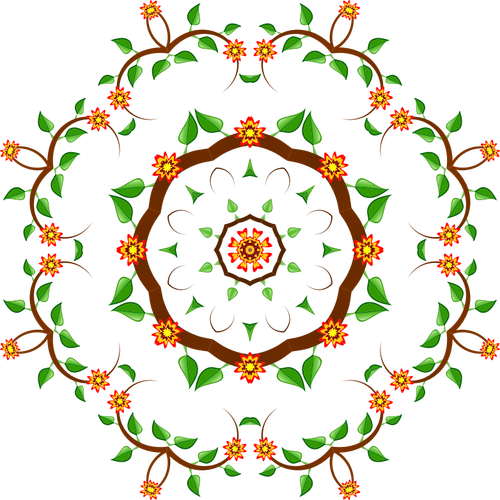 Illustrazione di colore a forma rotonda del fiore albero design