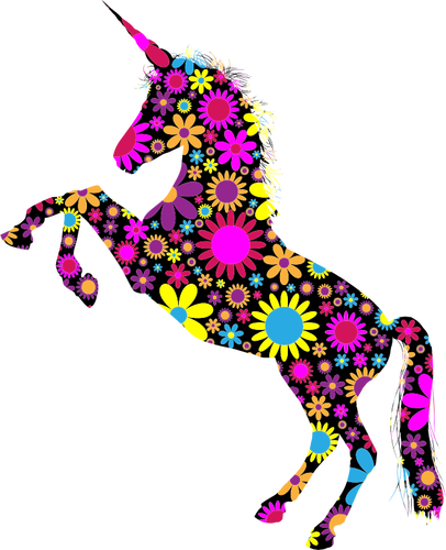 Floral unicorn silhouet