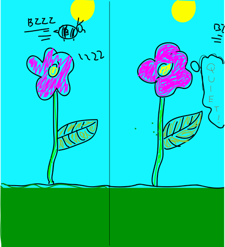 Bee og blomster skisse