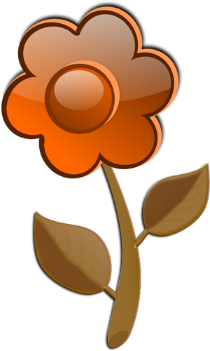 Kiiltävä oranssi kukka varsivektorikuvassa