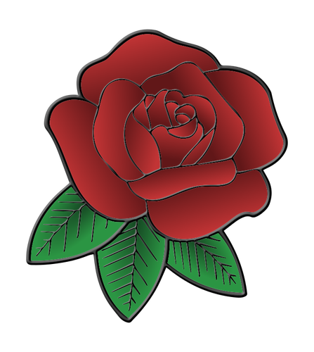 Rote Rose mit Blättern