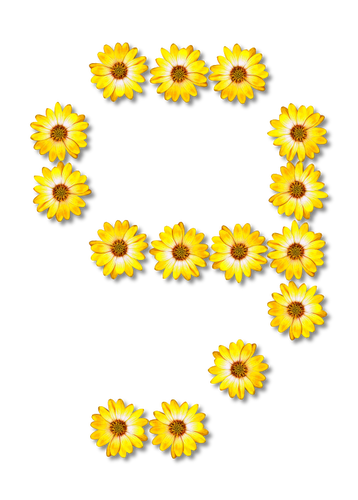 Gele bloemrijke nummer negen