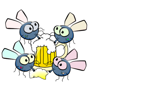 Fliegen, die Bier trinken Vektor-illustration