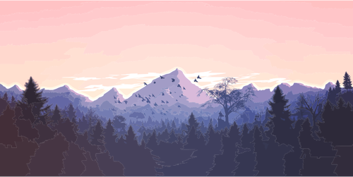 Форрест и mountainsillustration