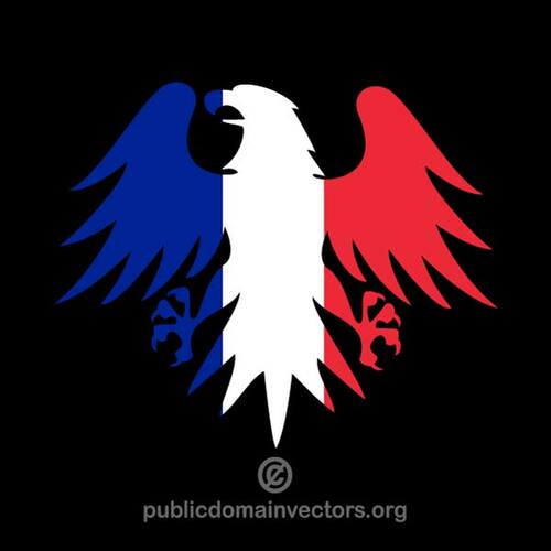 法国国旗在老鹰剪影