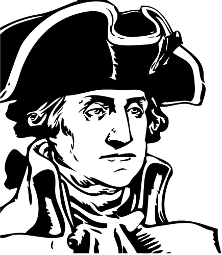 Джордж Вашингтон профиль черно-белые векторные иллюстрации