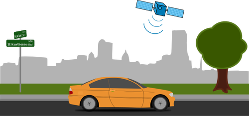 Navegação GPS na imagem vetorial de carro