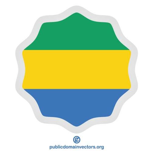 Autocolant rotund cu drapelul Gabonului