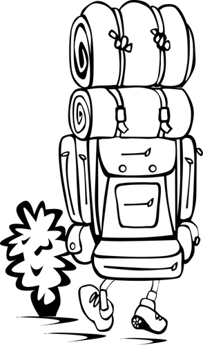 Backpacker en prediseñadas vector blanco y negro