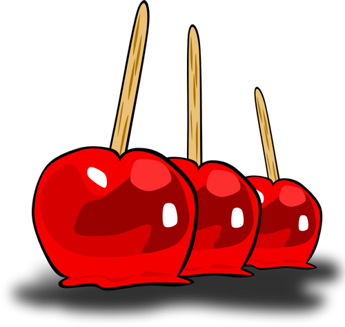 Candied apples on sticks vector graphics