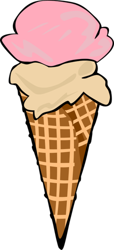 Farge vektor illustrasjon av to iskrem kuler i en cone